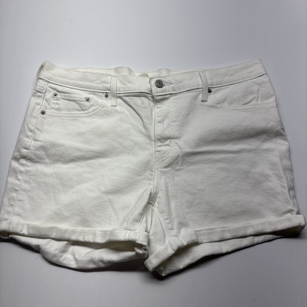Levi's Mid-Length Mid Rise Cuffed Jean Shorts Women's‎ Size 34 White